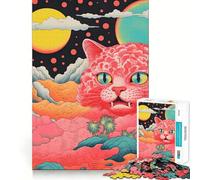 Puzzle de 1000 pièces pour Adolescents, lithographie Japonaise psychédélique, Jeu aux Bords Nets, Casse-tête cognitif, Jeu d'inactivité, décoration de Noël, Cadeau (38x26cm)