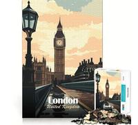 Puzzle de 1000 pièces pour Adolescents,Londres,Royaume-Uni,Illustration,découpe Lisse,Jeu Stimulant Le Cerveau,activité de détente pour Un Anniversaire (38x52cm)