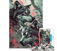 Puzzle de 1000 pièces pour Adolescents Loup Animal coloré Décoration intérieure Jouet Défi Stimulant Cadeau de Noël ou d'anniversaire (38x26cm)