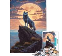 Puzzle de 1000 pièces pour Adolescents Loup au Sommet d'une Colline Jeu Amusant et addictif pour développer la Patience Cadeau d'anniversaire idéal pour s'amuser en Famille (75x50cm)
