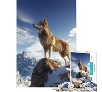 Puzzle de 1000 pièces pour Adolescents Loup au Sommet d'une Montagne Jeu Relaxant et éducatif Cadeau d'anniversaire Stimulant l'analyse et la logique (Dimensions 75x50cm)