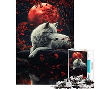 Puzzle de 1000 pièces pour Adolescents Loup Blanc sous la Lune de Sang Idéal pour Un Anniversaire ou Noël Jeu éducatif et Amusant pour Toute la Famille Convient aux Personnes de 14 Ans et Plus