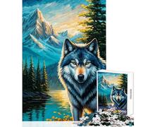 Puzzle de 1000 pièces pour Adolescents Loup dans Un Paysage de Montagne Jeu éducatif à Assembler Décoration Murale Cadeau d'anniversaire ou de Voyage (38x52cm)