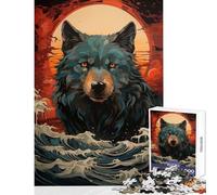 Puzzle de 1000 pièces pour Adolescents-Loup-Décoration intérieure-Jouet-Art-Cadeau-Jeu Amusant-Liste de souhaits avec Le Père Noël (Dimensions 50x75cm)