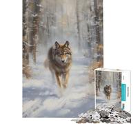Puzzle de 1000 pièces pour Adolescents Loup d'hiver Qui Approche Jeu Manuel et éducatif Cadeau de Père Noël Secret Passe-Temps à la Maison (Dimensions 38x26cm)