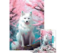 Puzzle de 1000 pièces pour Adolescents Loup et Fleurs de Cerisier Jeu addictif pour cultiver la Patience et se détendre Course de Vitesse Manuelle (Dimensions 38x52cm)