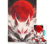 Puzzle de 1000 pièces pour Adolescents Loup et Lune Japon Décoration Murale pour s'amuser en Famille Renforcer l'amour Entre Les Couples 38x26cm