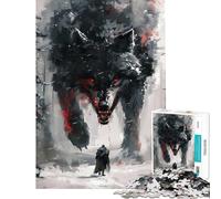 Puzzle de 1000 pièces pour Adolescents Loup Fenrir Viking Jeu Impossible Jouet éducatif pour se détendre (Dimensions 75x50cm)