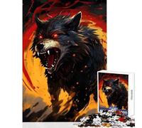 Puzzle de 1000 pièces pour Adolescents-Loup Furieux Qui grogne-Décoration intérieure-Jouet-Cadeau d'anniversaire-Jeu éducatif-Renforce l'amour Entre Les Couples (Dimensions 38x52cm)