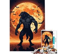 Puzzle de 1000 pièces pour Adolescents Loup-Garou et Lune Jouets Animaux Jeux éducatifs et Amusants pour Toute la Famille Idée Cadeau Dimensions 38x52cm