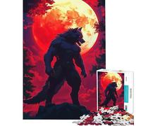 Puzzle de 1000 pièces pour Adolescents Loup-Garou sous la Lune de Sang Jeu Relaxant et éducatif Cadeau d'anniversaire Stimulant l'analyse et la logique (Dimensions 50x75m)