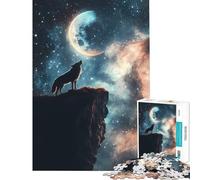Puzzle de 1000 pièces pour Adolescents Loup Hurlant à la Lune - Jeu Impossible - Jouet éducatif pour se détendre (Dimensions 38x52cm)