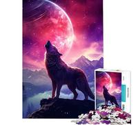 Puzzle de 1000 pièces pour Adolescents Loup Hurlant et Galaxie Activités Amusantes à la Maison Améliore la mémoire Jeux relaxants pour Les 14 Ans et Plus (38x52cm)