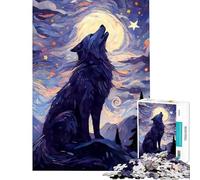 Puzzle de 1000 pièces pour Adolescents Loup Hurlant et Nuit étoilée Jeu éducatif et Amusant pour Toute la Famille Idée Cadeau (Dimensions 75x50cm)
