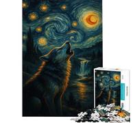 Puzzle de 1000 pièces pour Adolescents Loup Hurlant sous Un Ciel étoilé Un défi à relever Cadeau d'anniversaire décoration intérieure Jouet pour Les 14 Ans et Plus (38x52cm)