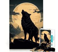 Puzzle de 1000 pièces pour Adolescents Loup Noir,articulations Lisses,Jeu de réflexion Amusant,Cadeau,Jeu Relaxant,activité de Loisirs de Noël (50x75cm)