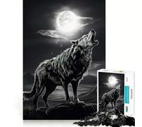 Puzzle de 1000 pièces pour Adolescents Loup Noir Découpe précise Jeu Stimulant et Relaxant Décoration de Noël (38x52cm)