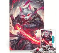 Puzzle de 1000 pièces pour Adolescents Loup samouraï à l'épée Rouge Jeu éducatif améliore la mémoire Cadeau Stimulant 38x26cm