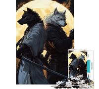 Puzzle de 1000 pièces pour Adolescents Loup Samouraï et Pistolero Jeu de réflexion éducatif défi idée Cadeau (Dimensions 75x50cm)