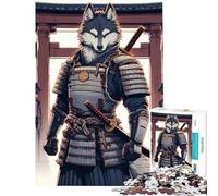 Puzzle de 1000 pièces pour Adolescents Loup Samouraï Guerrier Activités japonaises Amusantes à Faire à la Maison Décoration Parfaite Jeu de réflexion Convient aux 14 Ans et Plus 38x26cm