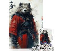 Puzzle de 1000 pièces pour Adolescents Loup Samouraï Guerrier Jeu Anti-Stress Niveau de difficulté : Difficile (38x52cm)