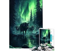 Puzzle de 1000 pièces pour Adolescents Loup sous Les aurores boréales Stimule Le Cerveau l'analyse et la logique Jeu Amusant pour Les 14 Ans et Plus (38x26cm)