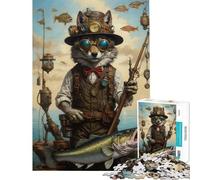 Puzzle de 1000 pièces pour Adolescents Loup Steampunk Pêche Jeu de détente et d'apprentissage Cadeau d'anniversaire Stimulant Améliore la mémoire (Dimensions 50x75m)