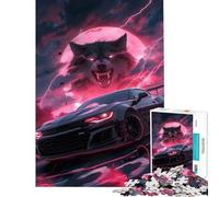 Puzzle de 1000 pièces pour Adolescents Loup Supercar Noir défi Difficile à relever Jouet à Monter soi-même à partir de 14 Ans (38x52cm)