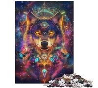 Puzzle de 1000 pièces pour Adolescents Loup Vibrant Cosmos Défi Difficile pour Un Anniversaire Noël Casse-tête Jeux de Famille (38x52cm/1000 pièces)