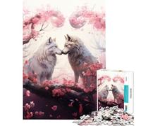 Puzzle de 1000 pièces pour Adolescents Loups en Fleurs Jeu éducatif et ludique pour développer l’Analyse et la logique et idées Cadeaux (Dimensions 38x52cm)