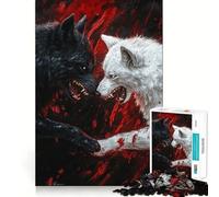 Puzzle de 1000 pièces, pour adolescents, loups noirs et blancs, jeu communautaire parfait, jeu cognitif, cadeau, jeu relaxant, activité d'anniversaire amusante (38 x 26 cm)