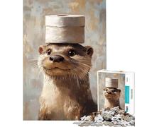 Puzzle de 1000 pièces pour Adolescents Loutre avec Chapeau en Papier Toilette idéal pour Un Anniversaire ou Noël Jeu éducatif Difficile (38x52cm) à partir de 14 Ans