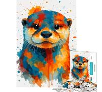Puzzle de 1000 pièces pour Adolescents Loutre colorée à l'aquarelle Jouet addictif pour cultiver la Patience et se détendre Jeu de rapidité Manuelle Idée Cadeau (Dimensions 38x26cm)
