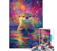 Puzzle de 1000 pièces pour Adolescents Loutre dans Les eaux étoilées Jeu de Manipulation pour Adultes Anti-Stress Cadeau d'anniversaire Original (Dimensions 38x52cm)