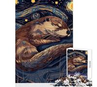 Puzzle de 1000 pièces pour Adolescents-Loutre endormie sous Un Ciel étoilé-Jeu éducatif-Cadeau d'anniversaire-Jeu Amusant et Anti-Stress (Dimensions 50x75cm)