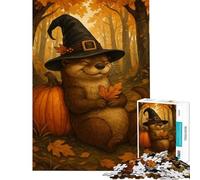 Puzzle de 1000 pièces pour Adolescents Loutre et sorcière avec Citrouille en Automne Activités Amusantes à la Maison décoration Murale Jeu éducatif adapté aux Personnes de 14 Ans et Plus (50x75cm)
