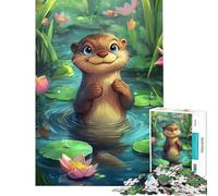 Puzzle de 1000 pièces pour Adolescents Loutre Mignonne dans Un étang Jeu de réflexion pour Adultes Découpe de précision Difficile et Stimulant (Dimensions 38x52cm)