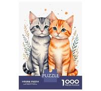 Puzzle De 1000 Pièces pour Adolescents Love Cat Watercolor Puzzles pour Adolescents - Défi Difficile - Chaque Pièce Est Unique - Jouets Éducatifs 52x38cm/1000pcs