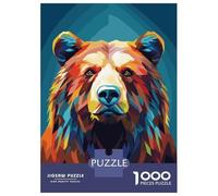 Puzzle De 1000 Pièces pour Adolescents Low Poly Grizzly Bear Puzzle Adulte Jeu Familial Analyse Et Logique Cadeaux d'anniversaire Et Cadeaux Uniques 52x38cm/1000pcs
