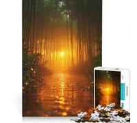 Puzzle de 1000 pièces pour Adolescents Lumière dorée sur Un Chemin forestier, Jouet éducatif, activités familiales, Cadeau pour Femmes 38x52cm