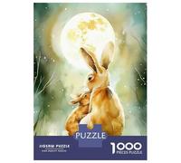Puzzle De 1000 Pièces pour Adolescents Lunar Snuggles - Rabbit Dreams Boho Woodland Cute Nursery Print Puzzles pour Adultes Jeux Relaxants Découpe De Précision Cadeaux De Noël Et d'anniversaire 70x50