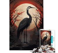 Puzzle de 1000 pièces pour Adolescents Lune Rouge et Cigogne Noire Jeu de réflexion Stimulant Jouet Décoration intérieure (Dimensions 38x26cm)
