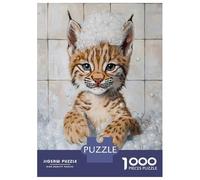 Puzzle De 1000 Pièces pour Adolescents Lynx Bath Time Puzzles pour Adultes Vacances À La Maison pour Se Divertir Interaction Parent-Enfant Soirée Jeux Et Divertissement en Famille 70x50cm/1000pcs