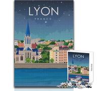 Puzzle de 1000 pièces pour Adolescents - Lyon, France - Jouet Artistique et éducatif - Cadeau d'anniversaire - Cadeau de Noël Secret - Dimensions 38x52cm