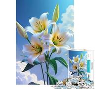 Puzzle de 1000 pièces pour Adolescents Lys Blancs sur Fond de Ciel Nuageux Jeu éducatif et Stimulant idéal pour Toute la Famille mais Aussi Un Cadeau Amusant et Humoristique pour Les Anniversaires