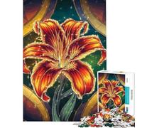 Puzzle de 1000 pièces pour Adolescents Lys tigré Lumineux en vitrail Jeu de Puzzle Manuel pour Adolescents décoration Murale Difficile et Stimulant (Taille 38x52cm)