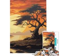 Puzzle de 1000 pièces pour Adolescents Magnifique Arbre au Coucher du Soleil Jouet éducatif Jeu Familial décoration Murale Cadeau pour Femmes et Hommes (Dimensions 38x52cm)