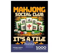 Puzzle De 1000 Pièces pour Adolescents Mahjong Social Club Tile Thing Puzzle Jeu Manuel Difficile Difficile Cadeaux pour Les Amis Et La Famille 70x50cm/1000pcs