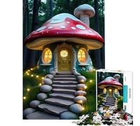 Puzzle de 1000 pièces pour Adolescents Maison Champignon fantaisiste dans Une forêt enchantée Jeu de Puzzle Difficile et Stimulant décoration Murale Jouet à Monter soi-même pour Les 14 Ans et Plus