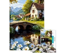 Puzzle de 1000 pièces pour Adolescents Maison de Campagne idyllique au Bord de la rivière Activités Amusantes à la Maison pour s'amuser en Famille Jeu Impossible à partir Jeu de Puzzle proposé